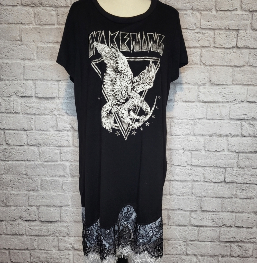 Torrid black white awakening rock graphic short sleeve t shirt dress sz Torrid 2 - Picture 3 of 9